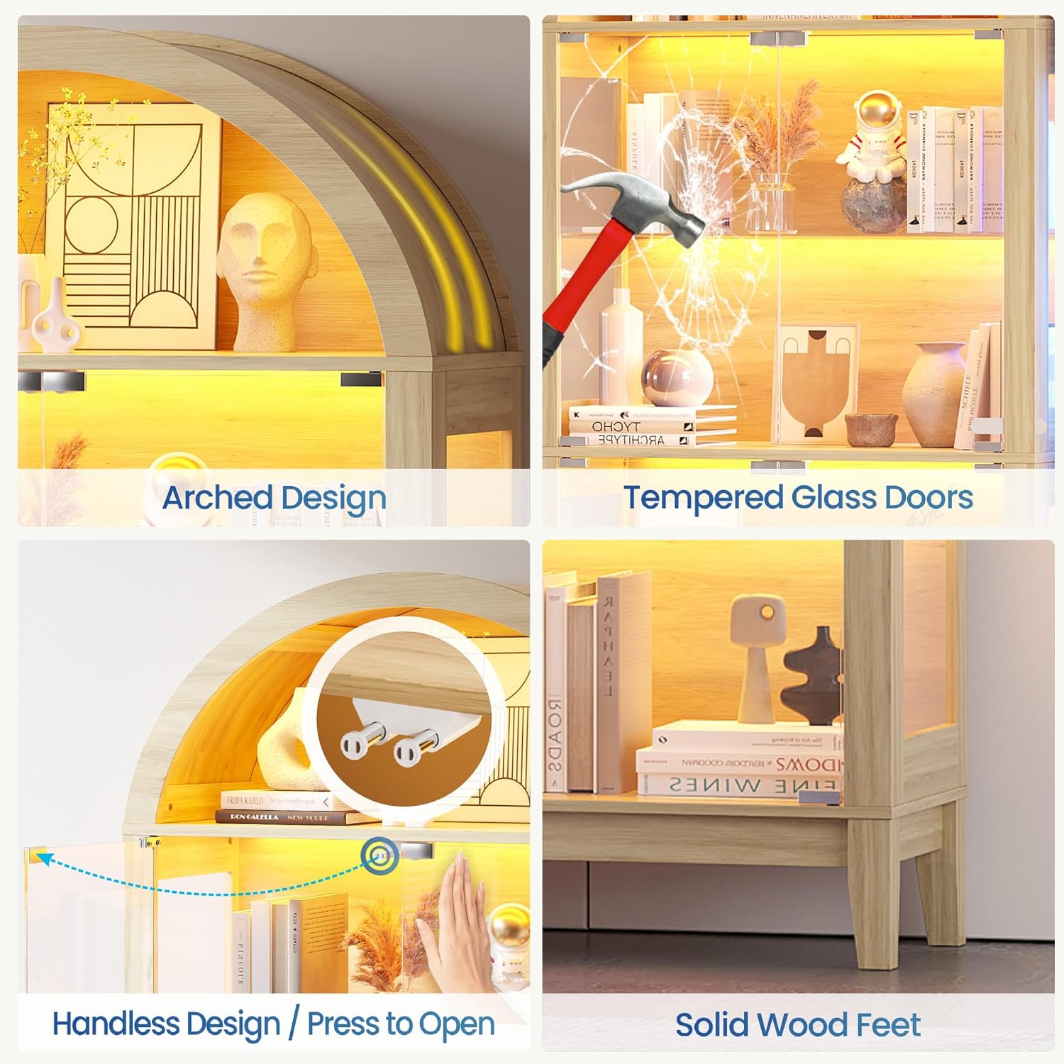 Lvifur Lighted Arched Glass Display Cabinet