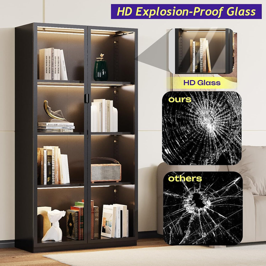 4-Tier Glass Display Cabinet