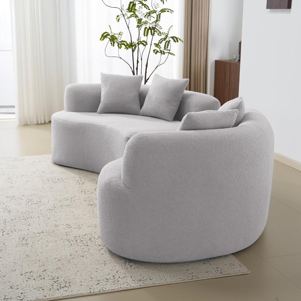 4 Seater Teddy Velvet Curved Sofa