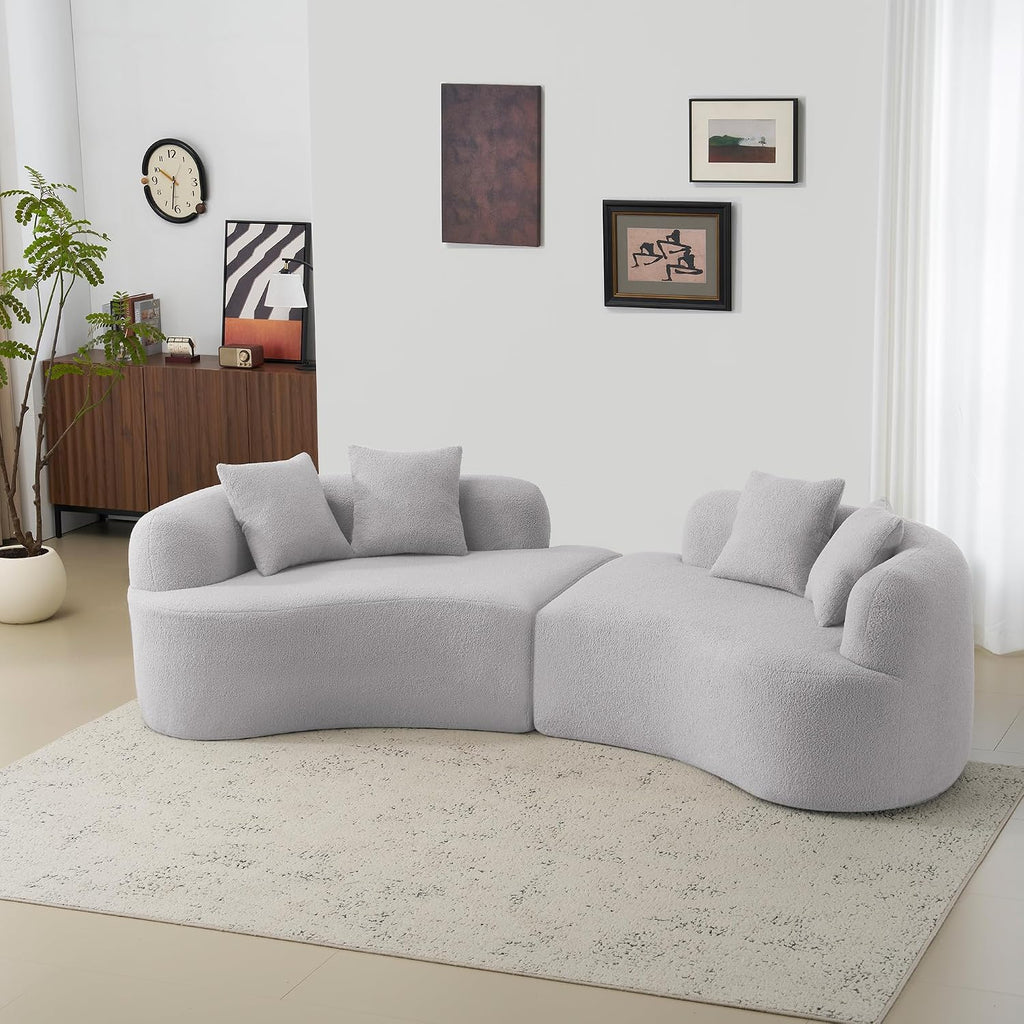 4 Seater Teddy Velvet Curved Sofa