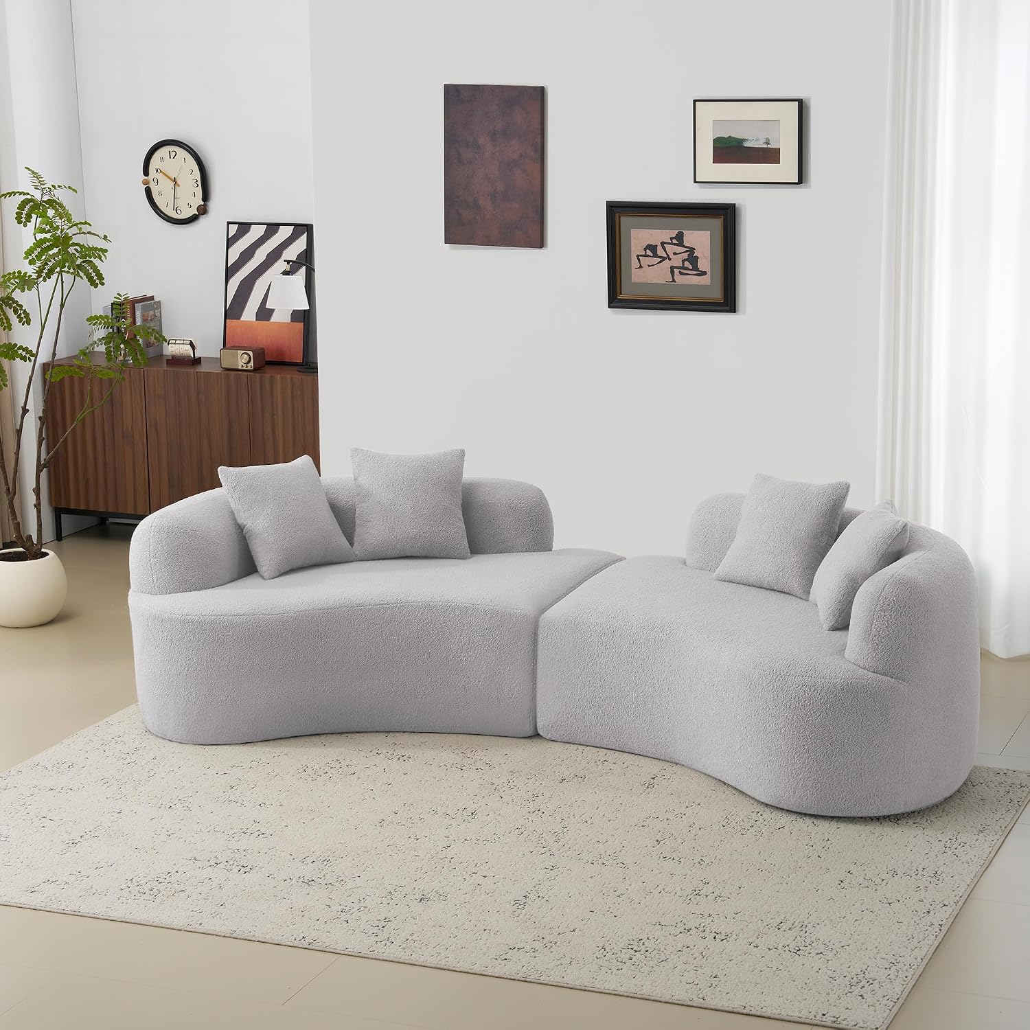 4 Seater Teddy Velvet Curved Sofa