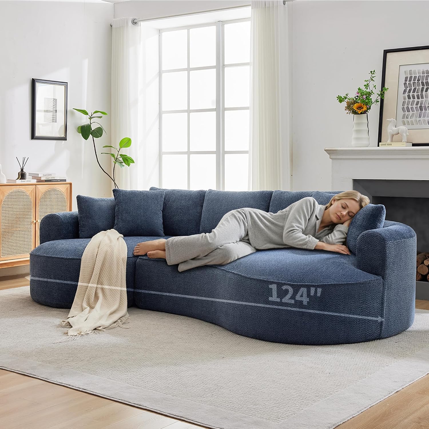 L-Shape Curved Boneless Sofa