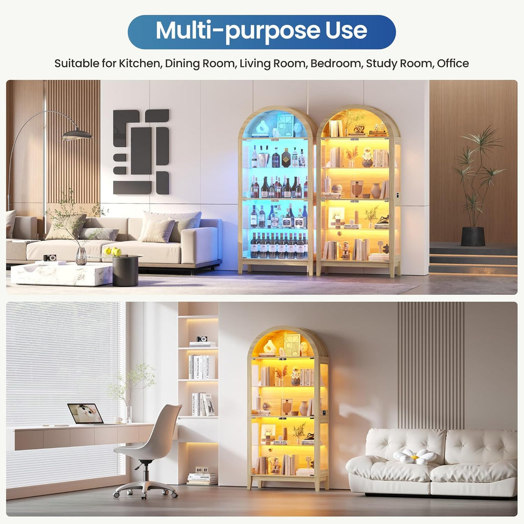Lvifur Lighted Arched Glass Display Cabinet
