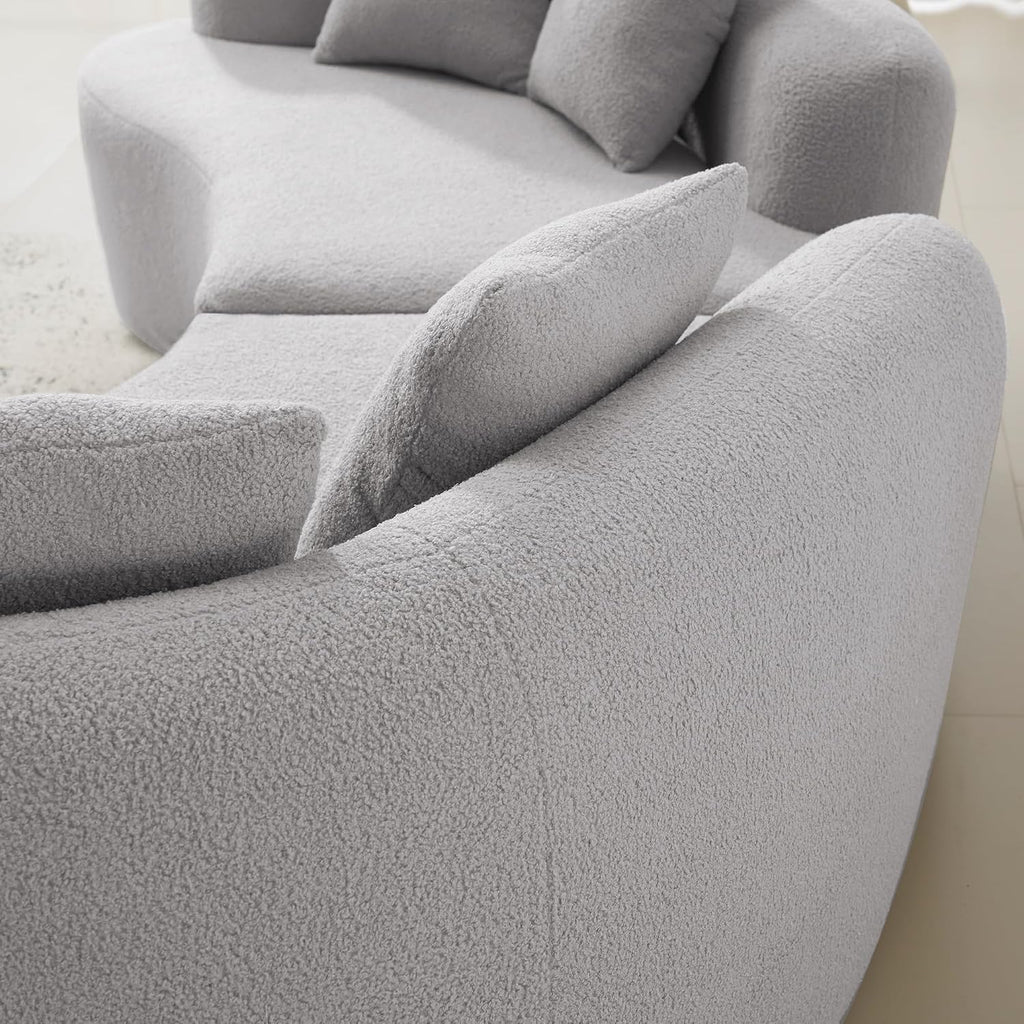 4 Seater Teddy Velvet Curved Sofa