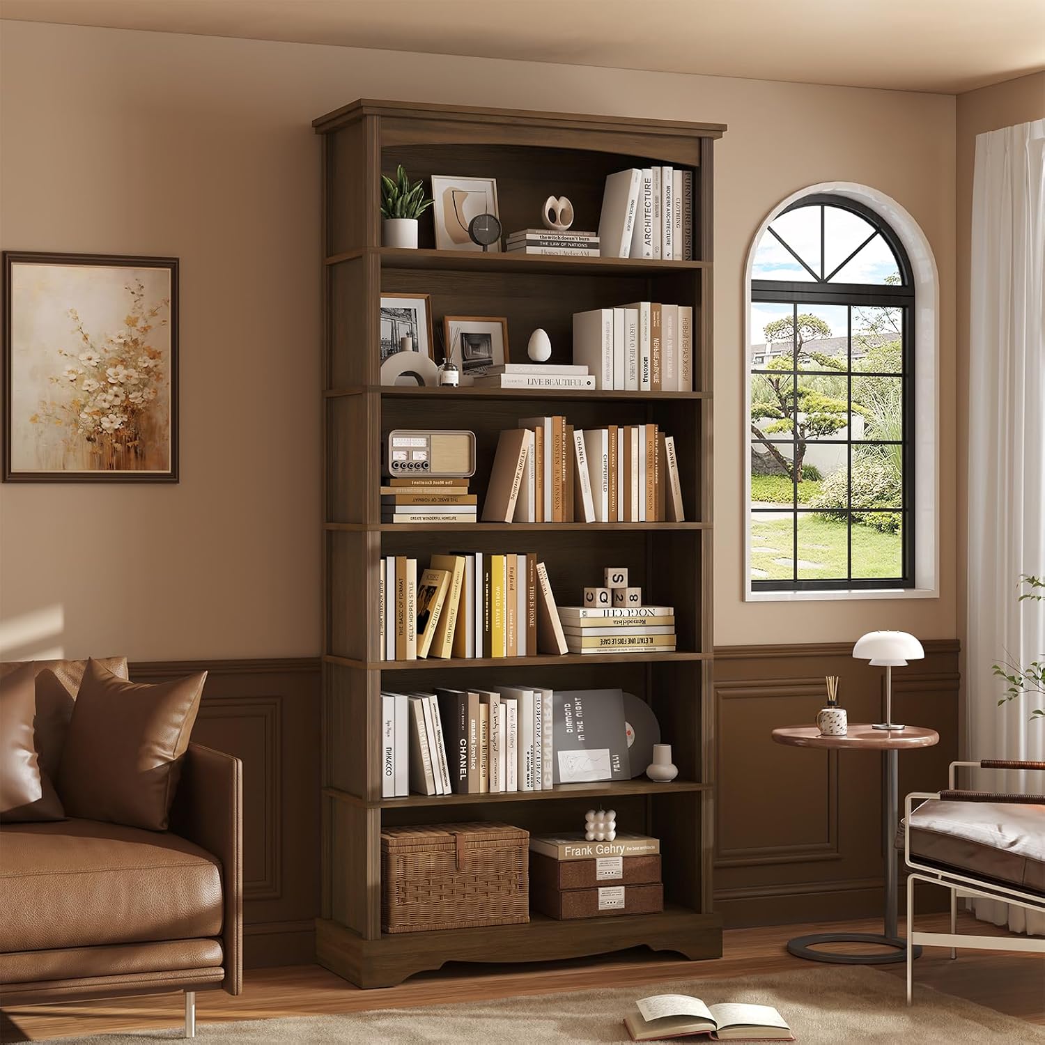 TVU 6-Tier Tall Wooden Bookshelf