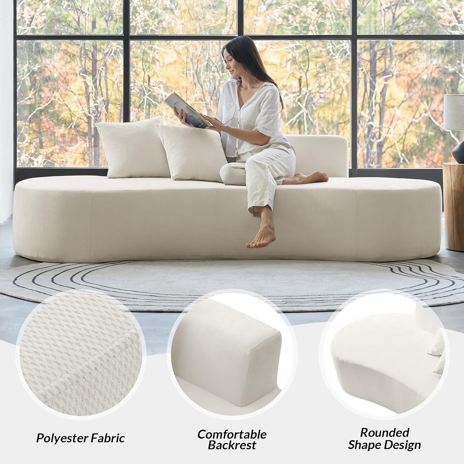 3 Seater Half Moon Boneless Sofa