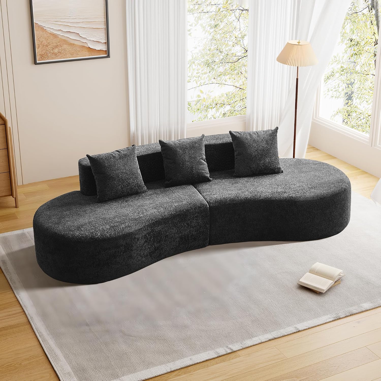 Raindrop Velvet Curved 3-Seater Modular Sofa