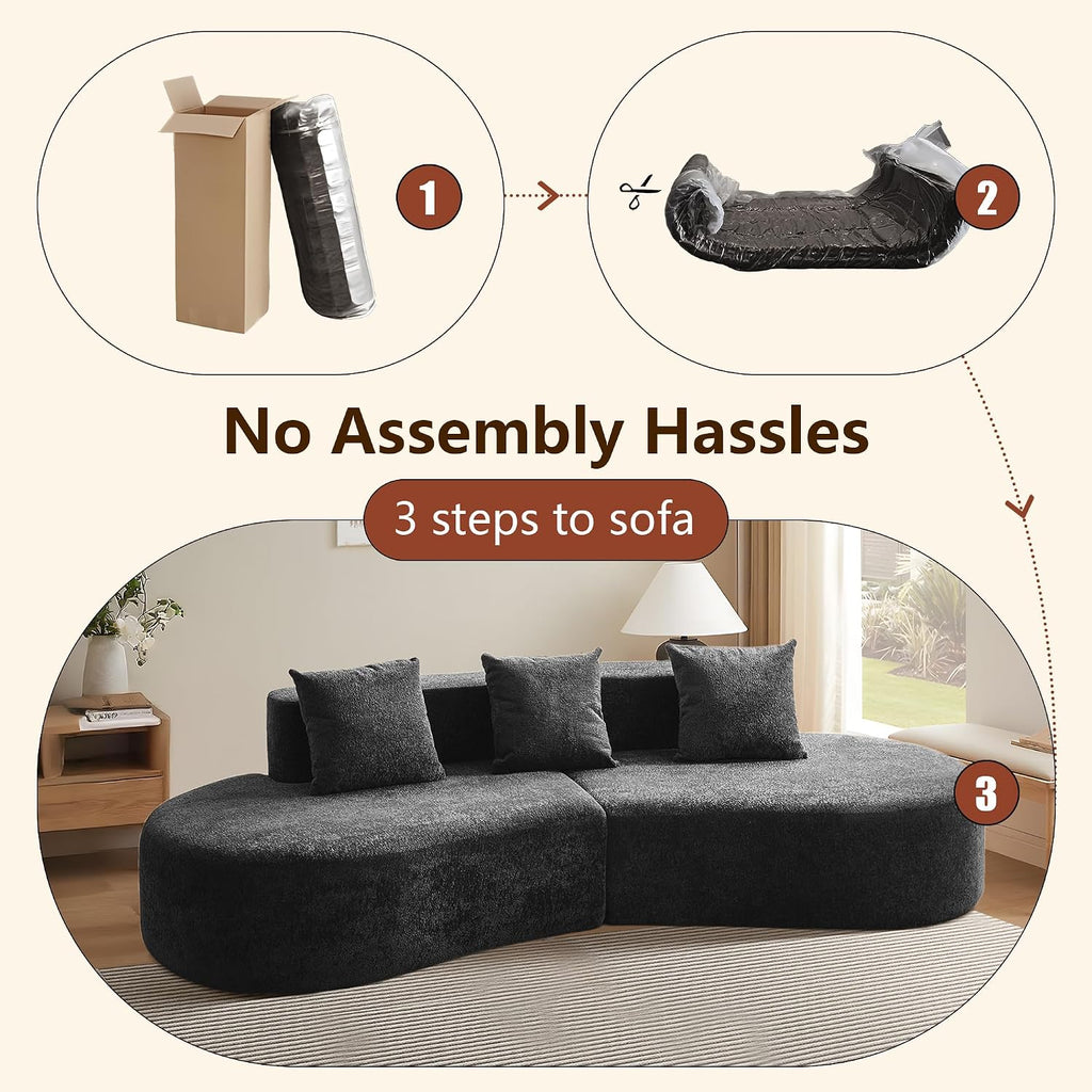 Raindrop Velvet Curved 3-Seater Modular Sofa