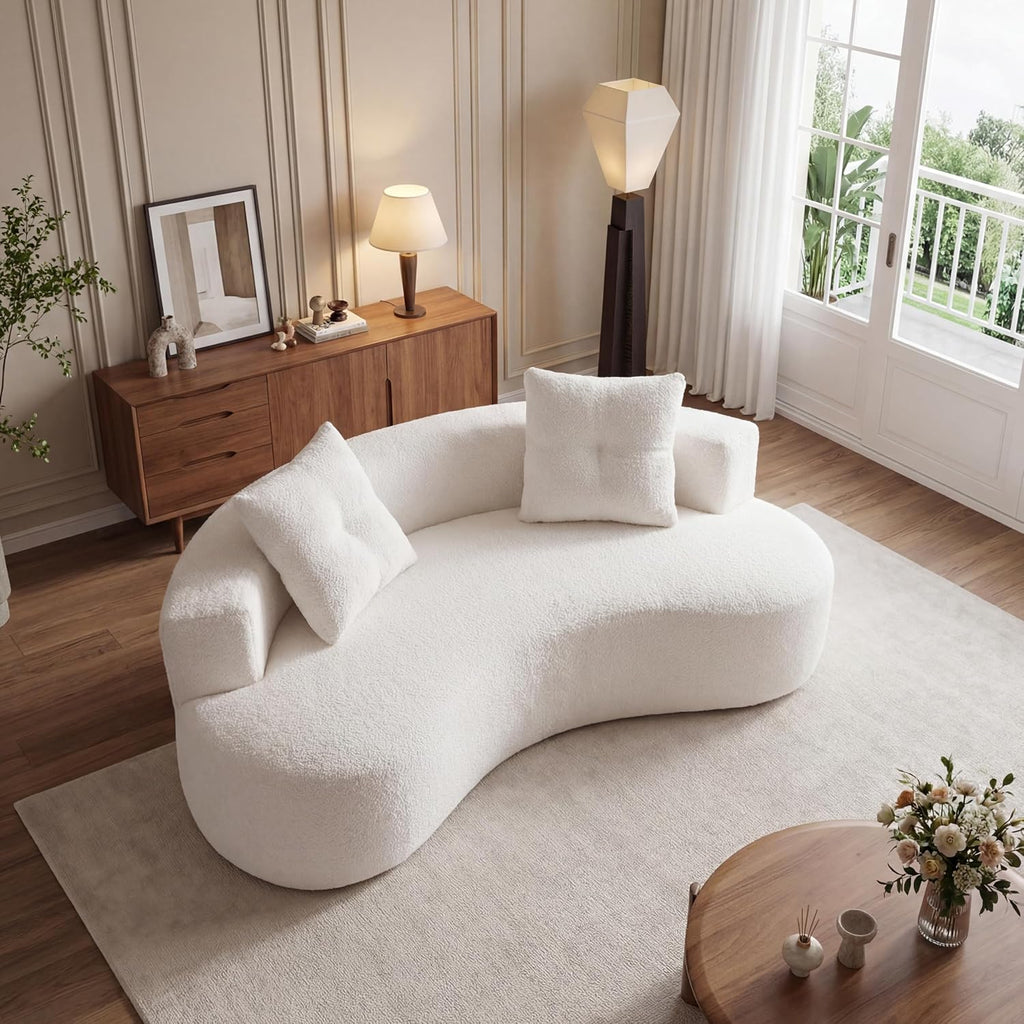 Boucle Curved 3-Seater Boneless Sofa