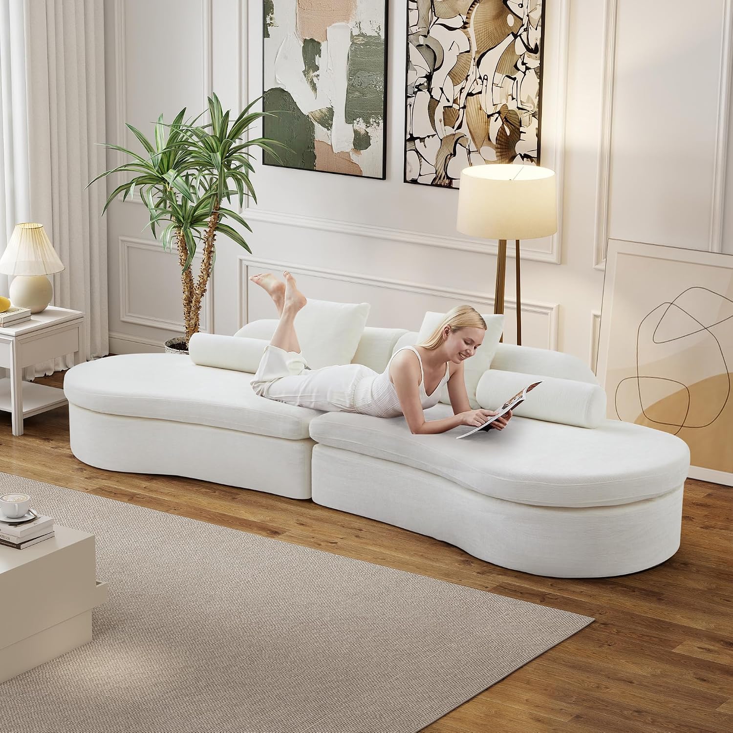 Curved Modular Chenille Sectional Sofa