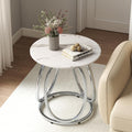 Silver Faux Marble Round Side Table