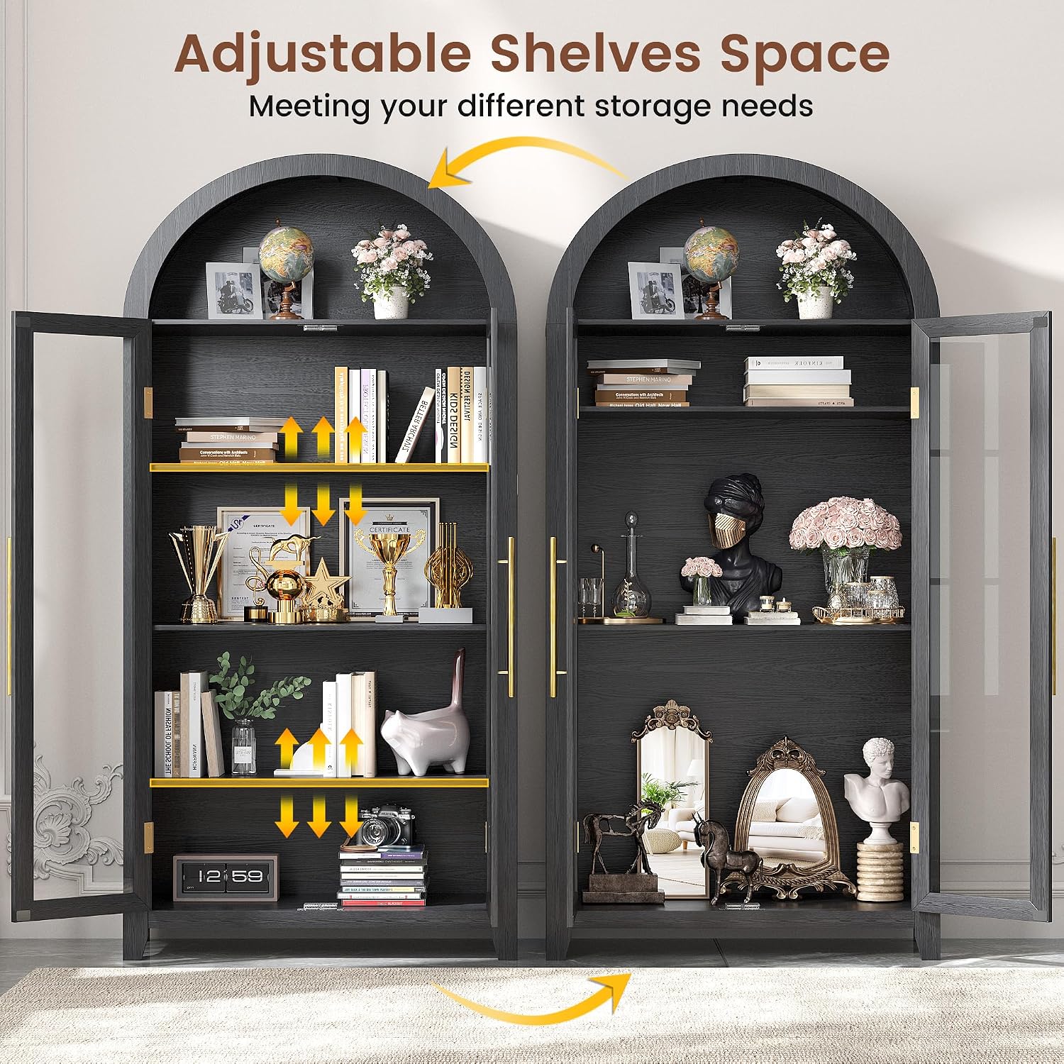 LVSOMT Arched Curio Cabinet