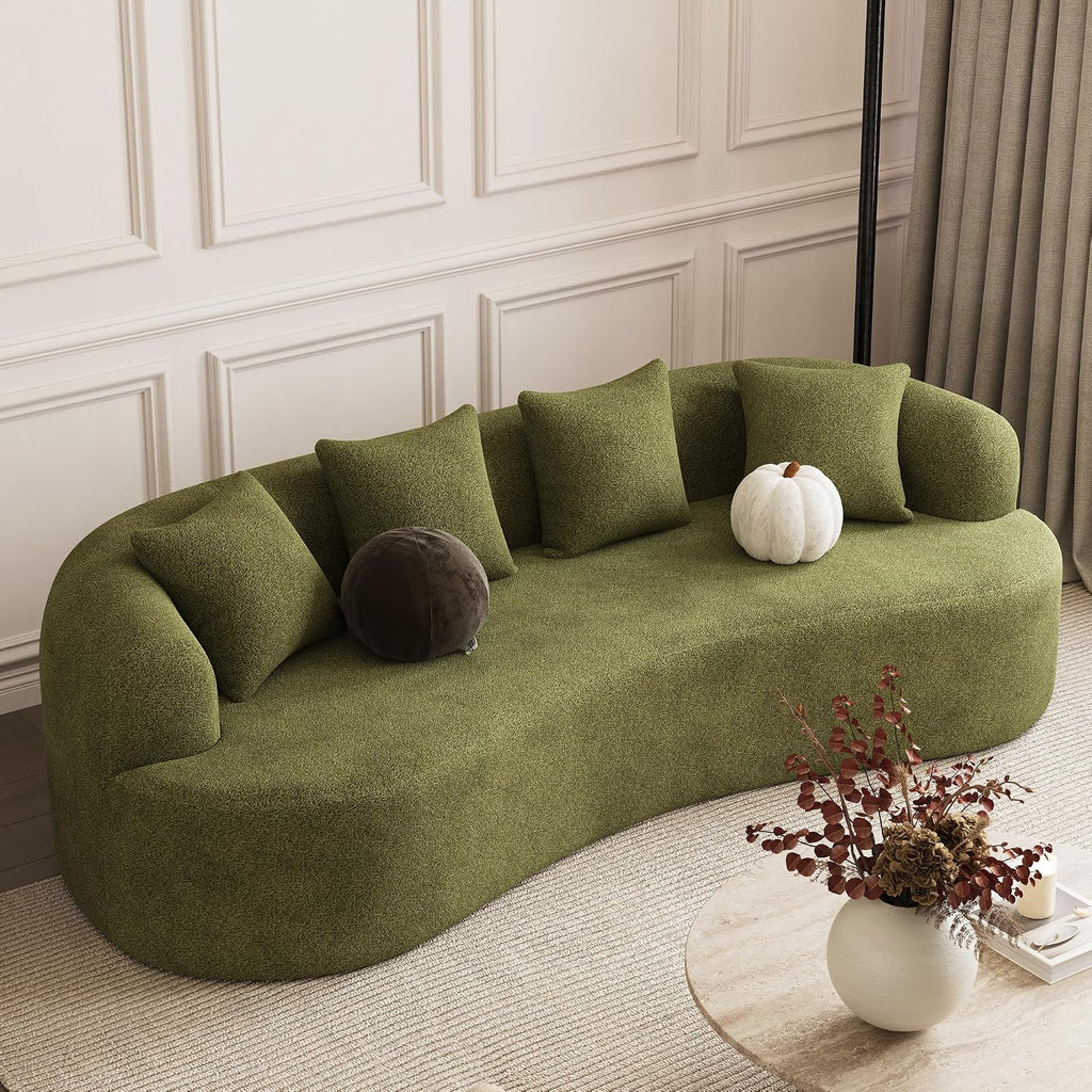 Chenille Boucle 4-Seater Curved Cloud Sofa