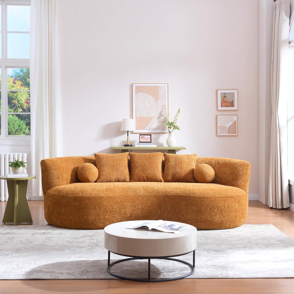 Knight Home Boucle 3-Seater Curved Sofa