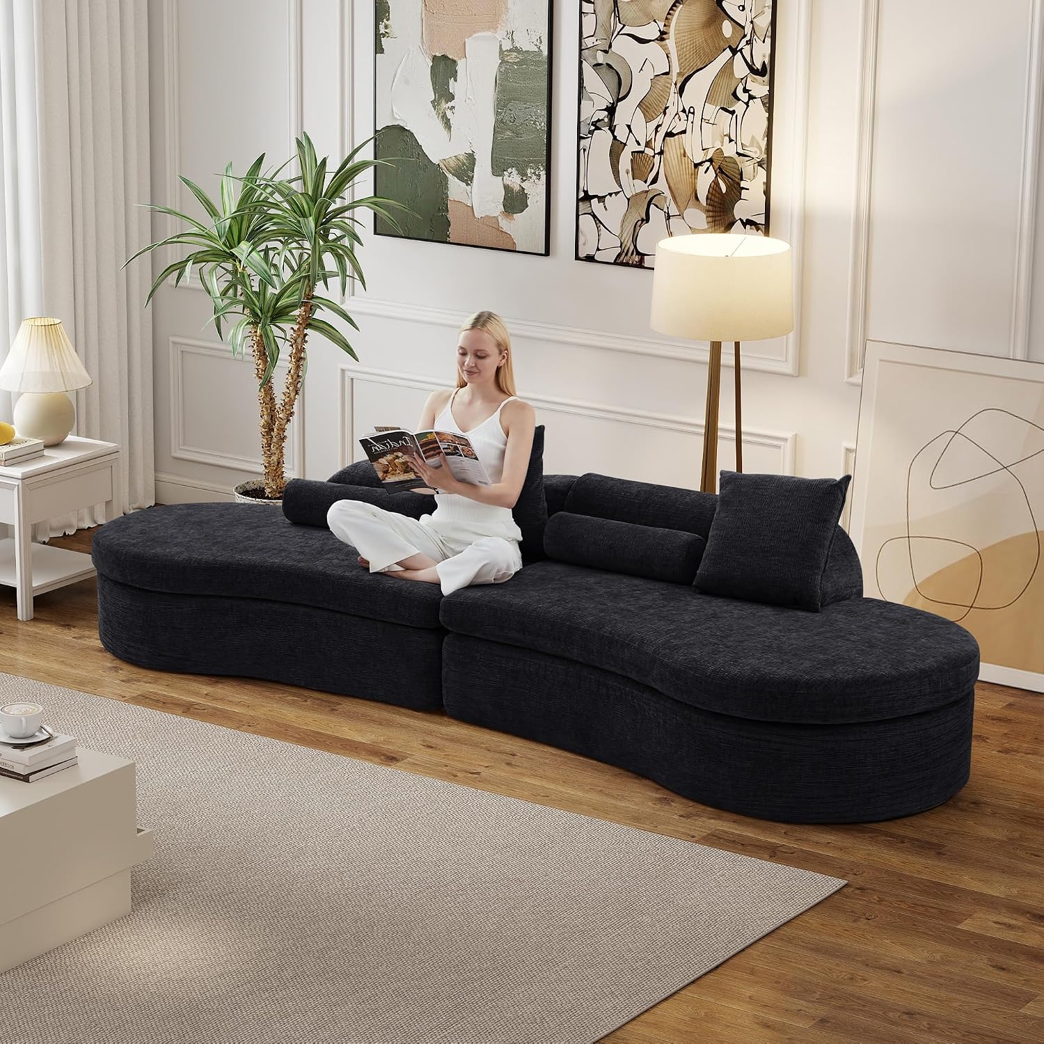 Curved Modular Chenille Sectional Sofa