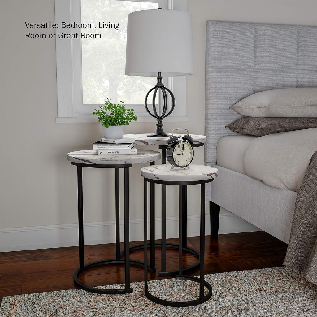 Faux Marble Nesting Tables Set of 3