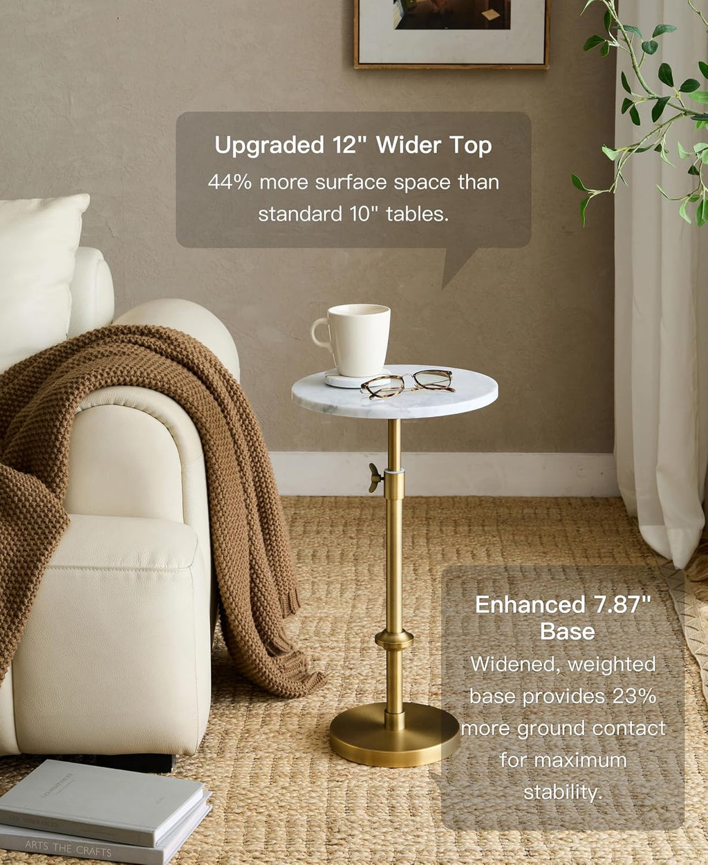 White Marble Brass Martini Side Table