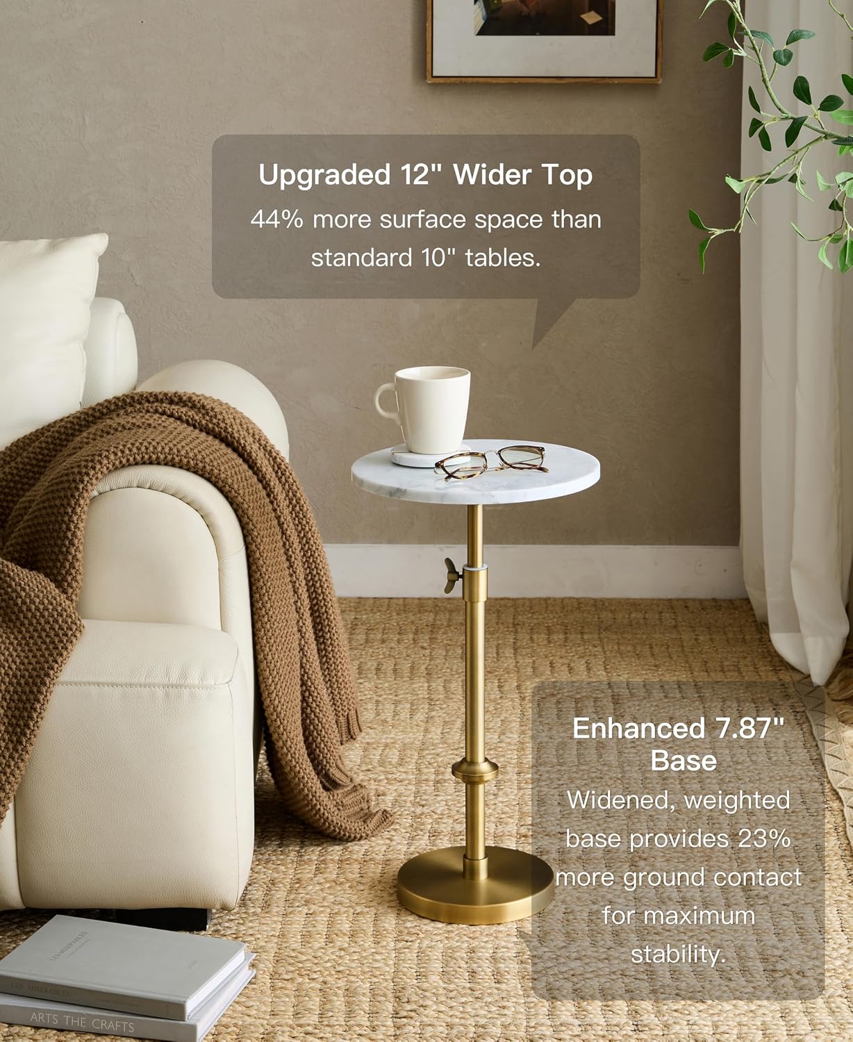 White Marble Brass Martini Side Table