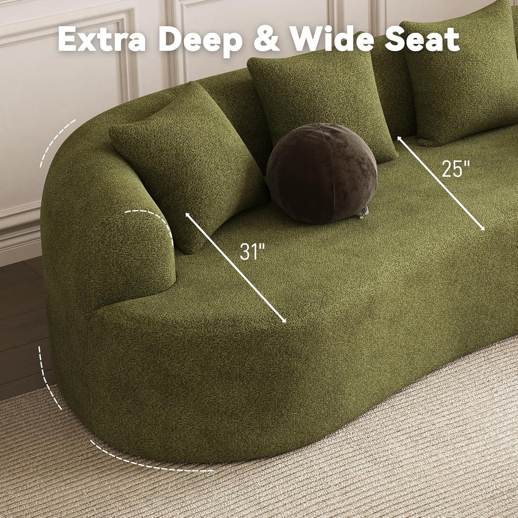 Chenille Boucle 4-Seater Curved Cloud Sofa