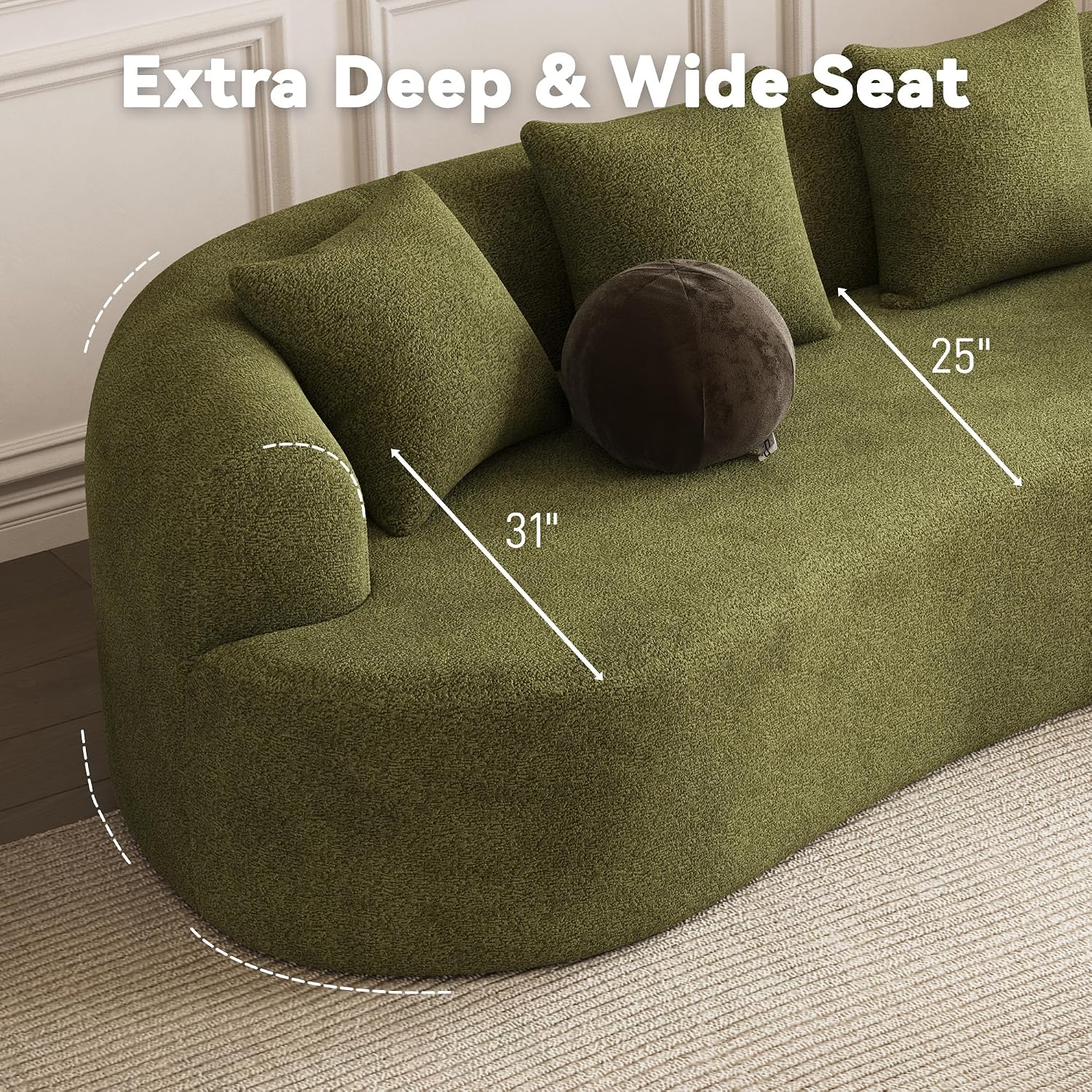 Chenille Boucle 4-Seater Curved Cloud Sofa
