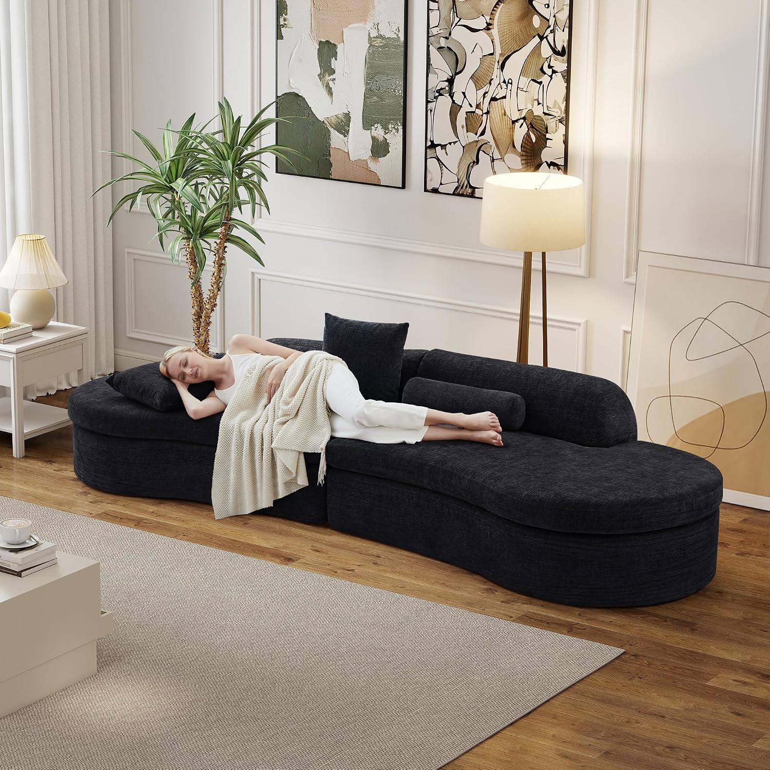 Curved Modular Chenille Sectional Sofa