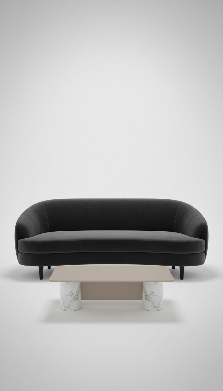 Velvet Curved Sofa In Deep Citrine